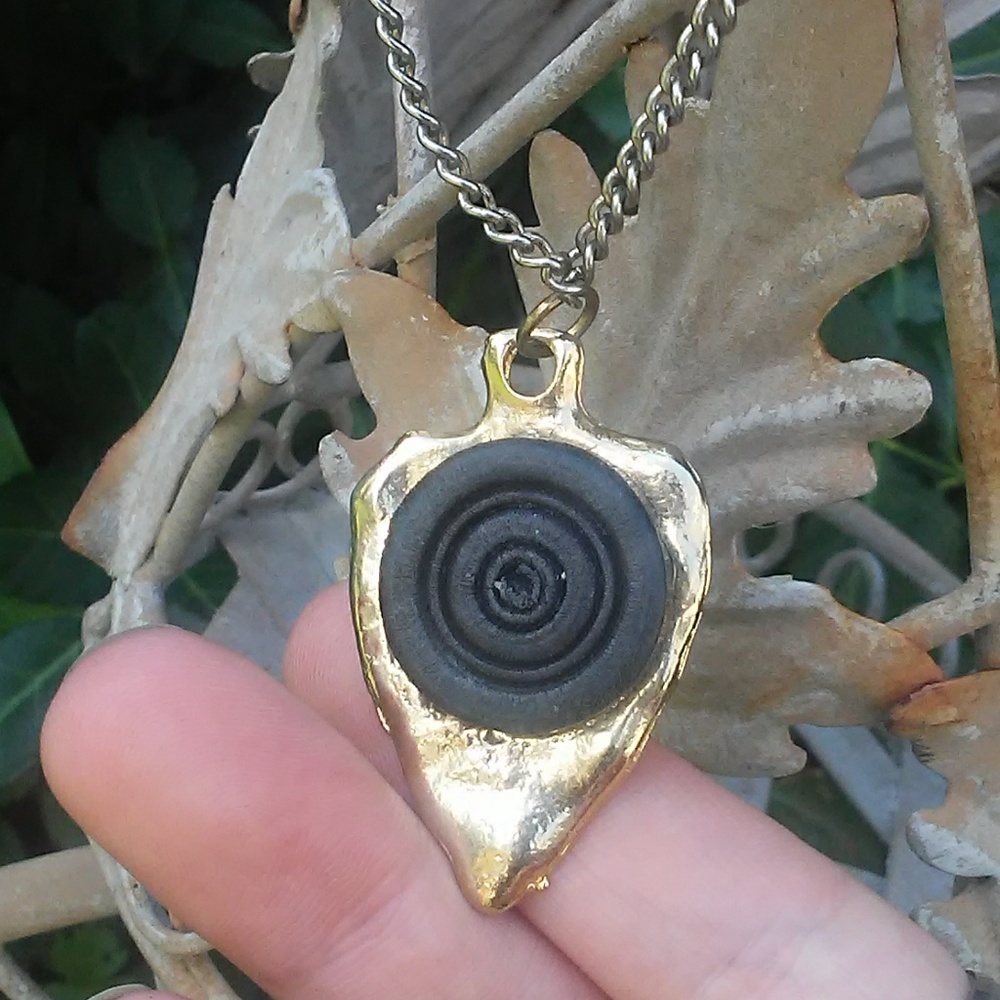 Antique Checker Piece Gold Arrowhead necklace